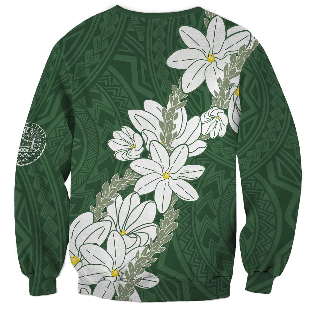 Ia Orana Tahiti Tiare Sweatshirt Sage Green Lei LT7 - Polynesian Pride