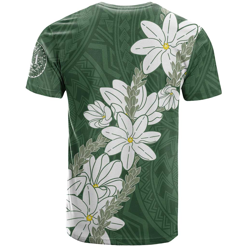 Ia Orana Tahiti Tiare T Shirt Sage Green Lei LT7 - Polynesian Pride