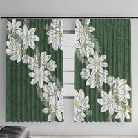 Ia Orana Tahiti Tiare Window Curtain Sage Green Lei LT7 With Hooks Sage Green - Polynesian Pride