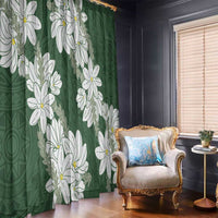 Ia Orana Tahiti Tiare Window Curtain Sage Green Lei LT7 - Polynesian Pride