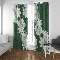 Ia Orana Tahiti Tiare Window Curtain Sage Green Lei LT7 With Grommets Sage Green - Polynesian Pride