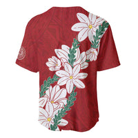 Ia Orana Tahiti Tiare Baseball Jersey Crimson Lei LT7 - Polynesian Pride