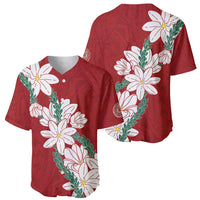 Ia Orana Tahiti Tiare Baseball Jersey Crimson Lei LT7 - Polynesian Pride