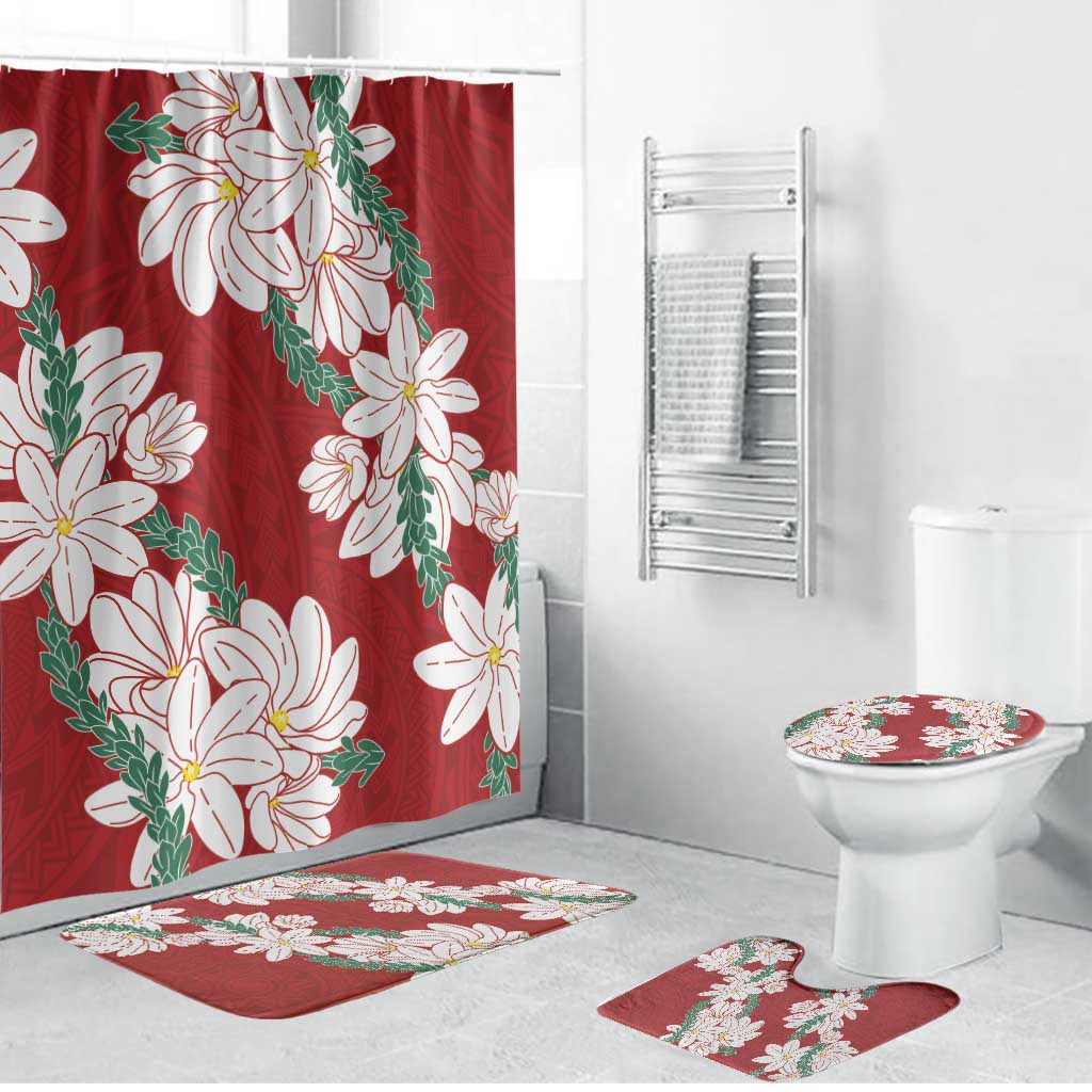 Ia Orana Tahiti Tiare Bathroom Set Crimson Lei LT7 Bathroom Set (4 pcs) Red - Polynesian Pride