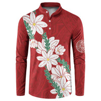 Ia Orana Tahiti Tiare Button Sweatshirt Crimson Lei LT7 Red - Polynesian Pride