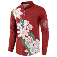 Ia Orana Tahiti Tiare Button Sweatshirt Crimson Lei LT7 - Polynesian Pride
