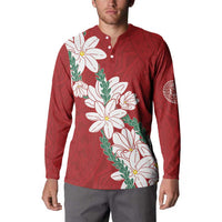Ia Orana Tahiti Tiare Button Sweatshirt Crimson Lei LT7 - Polynesian Pride