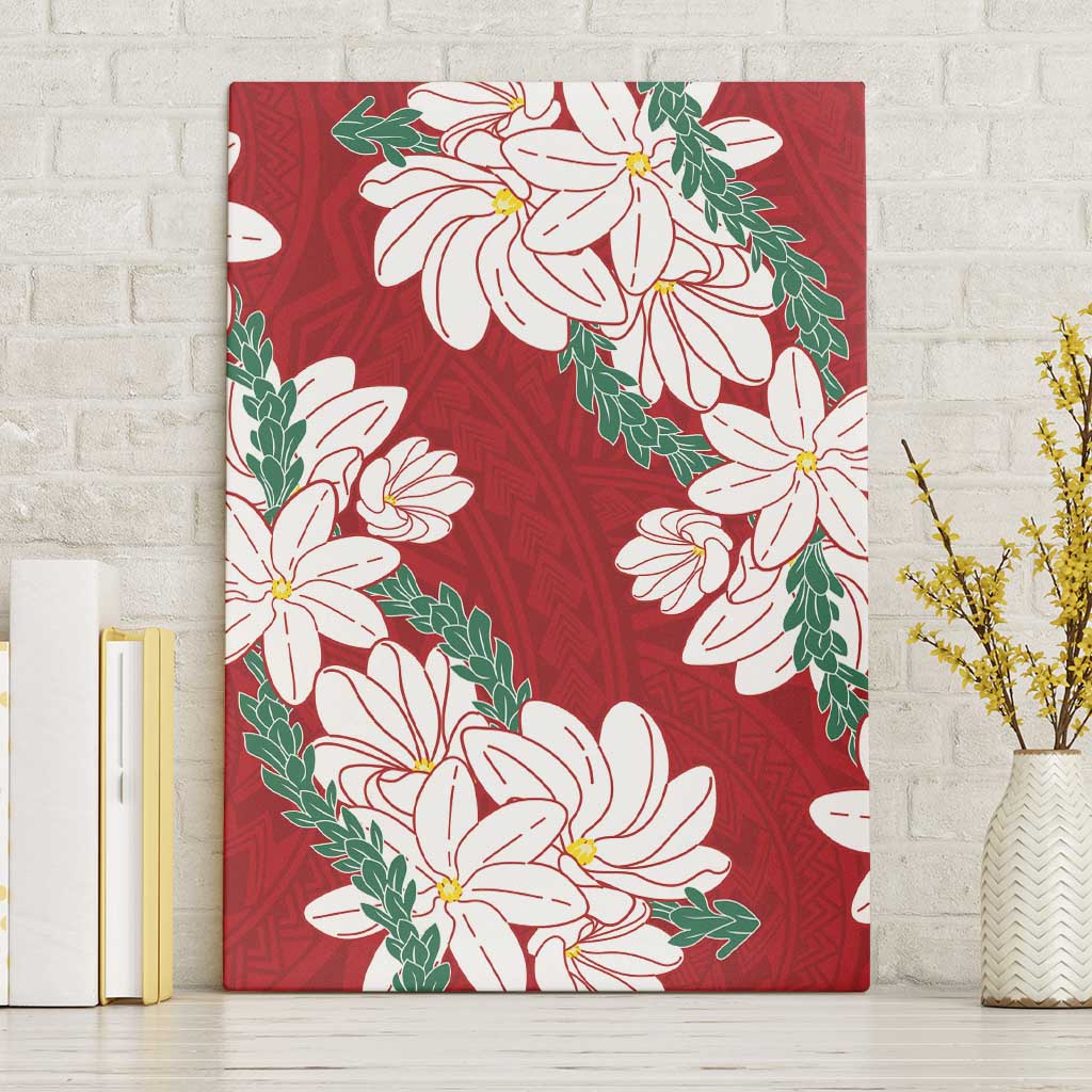 Ia Orana Tahiti Tiare Canvas Wall Art Crimson Lei LT7 Without Frame Red - Polynesian Pride