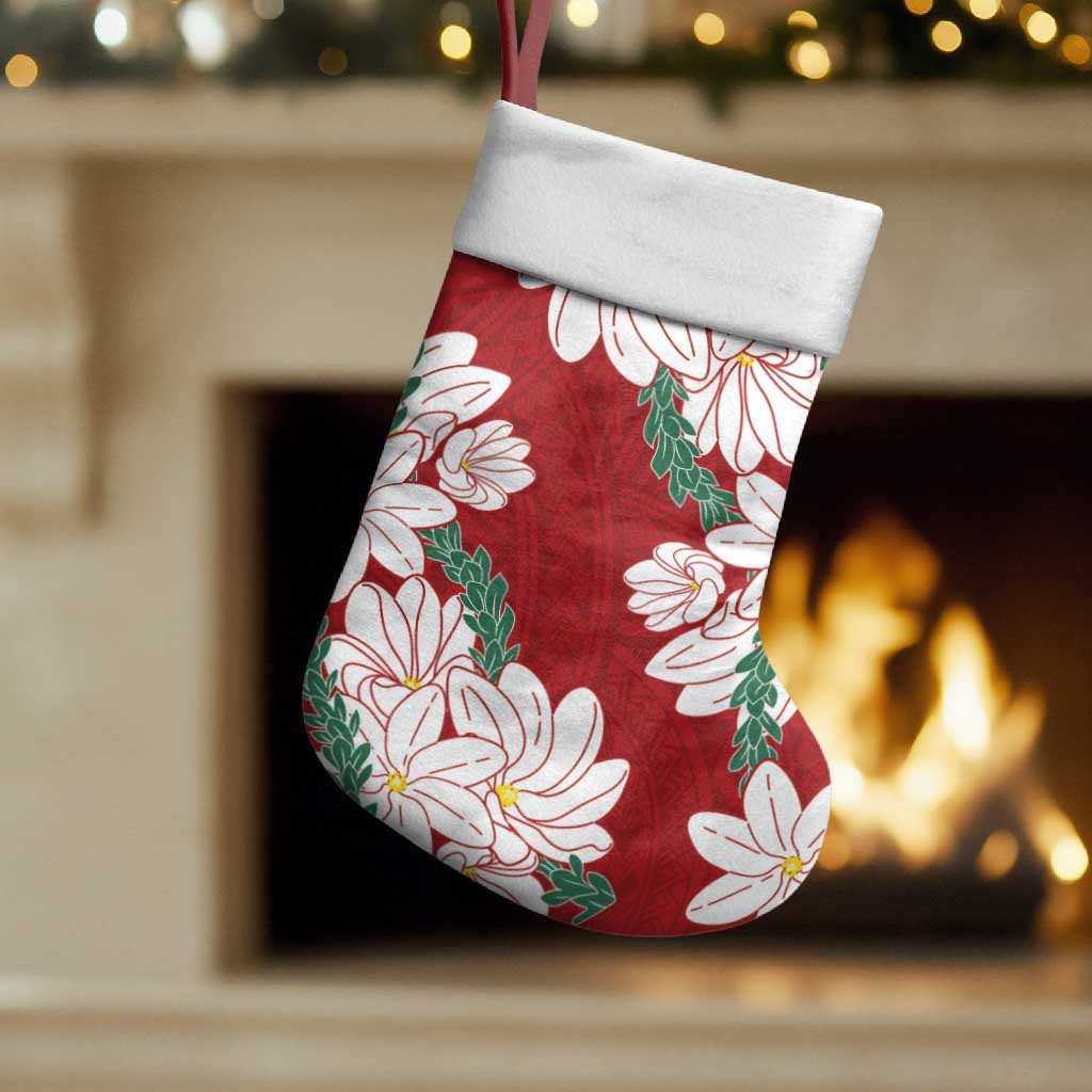 Ia Orana Tahiti Tiare Christmas Stocking Crimson Lei LT7 Set of 2 Red - Polynesian Pride