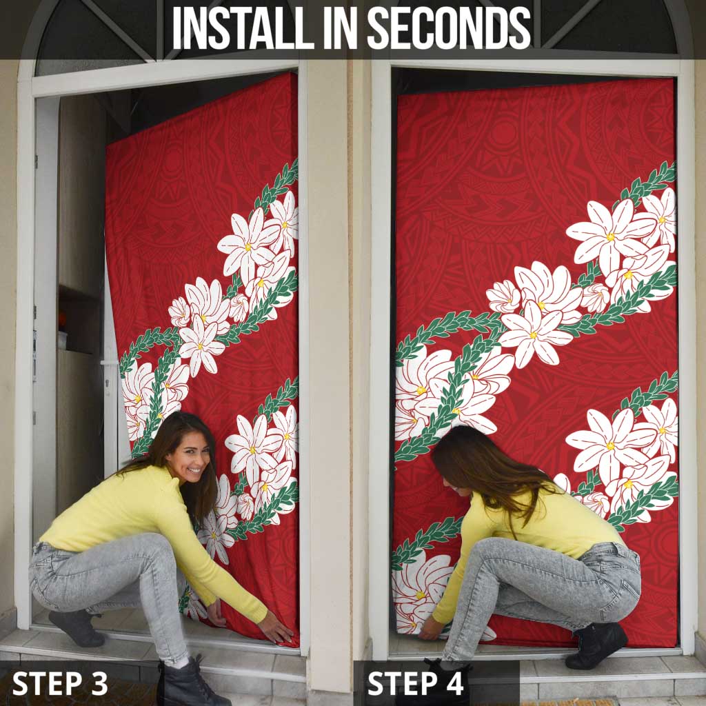 Ia Orana Tahiti Tiare Door Cover Crimson Lei LT7 - Polynesian Pride
