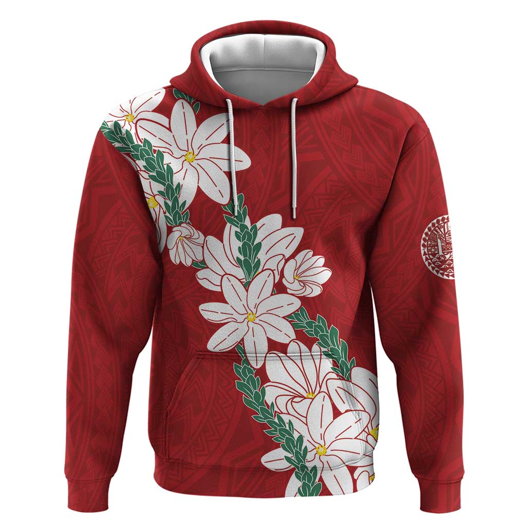 Ia Orana Tahiti Tiare Hoodie Crimson Lei LT7 Pullover Hoodie Red - Polynesian Pride