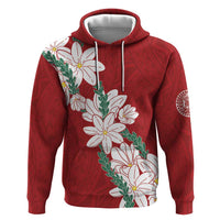 Ia Orana Tahiti Tiare Hoodie Crimson Lei LT7 Pullover Hoodie Red - Polynesian Pride