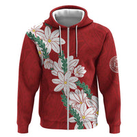 Ia Orana Tahiti Tiare Hoodie Crimson Lei LT7 Zip Hoodie Red - Polynesian Pride