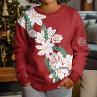Ia Orana Tahiti Tiare Kid Ugly Christmas Sweater Crimson Lei LT7 - Polynesian Pride