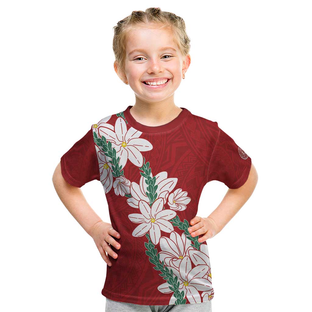 Ia Orana Tahiti Tiare Kid T Shirt Crimson Lei LT7 Red - Polynesian Pride