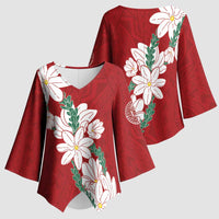 Ia Orana Tahiti Tiare Kimono Sleeve Blouse Crimson Lei LT7 - Polynesian Pride