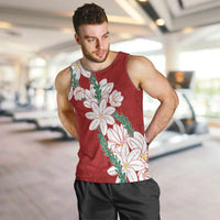 Ia Orana Tahiti Tiare Men Tank Top Crimson Lei LT7 Red - Polynesian Pride