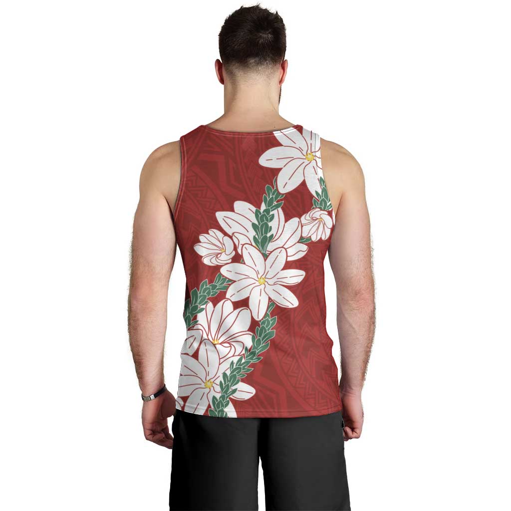 Ia Orana Tahiti Tiare Men Tank Top Crimson Lei LT7 - Polynesian Pride