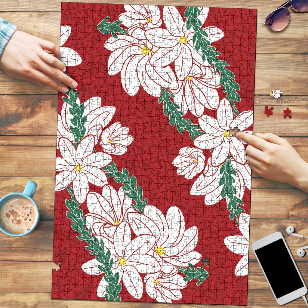 Ia Orana Tahiti Tiare Puzzle Crimson Lei LT7 Red - Polynesian Pride