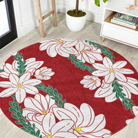 Ia Orana Tahiti Tiare Round Carpet Crimson Lei LT7 Red - Polynesian Pride