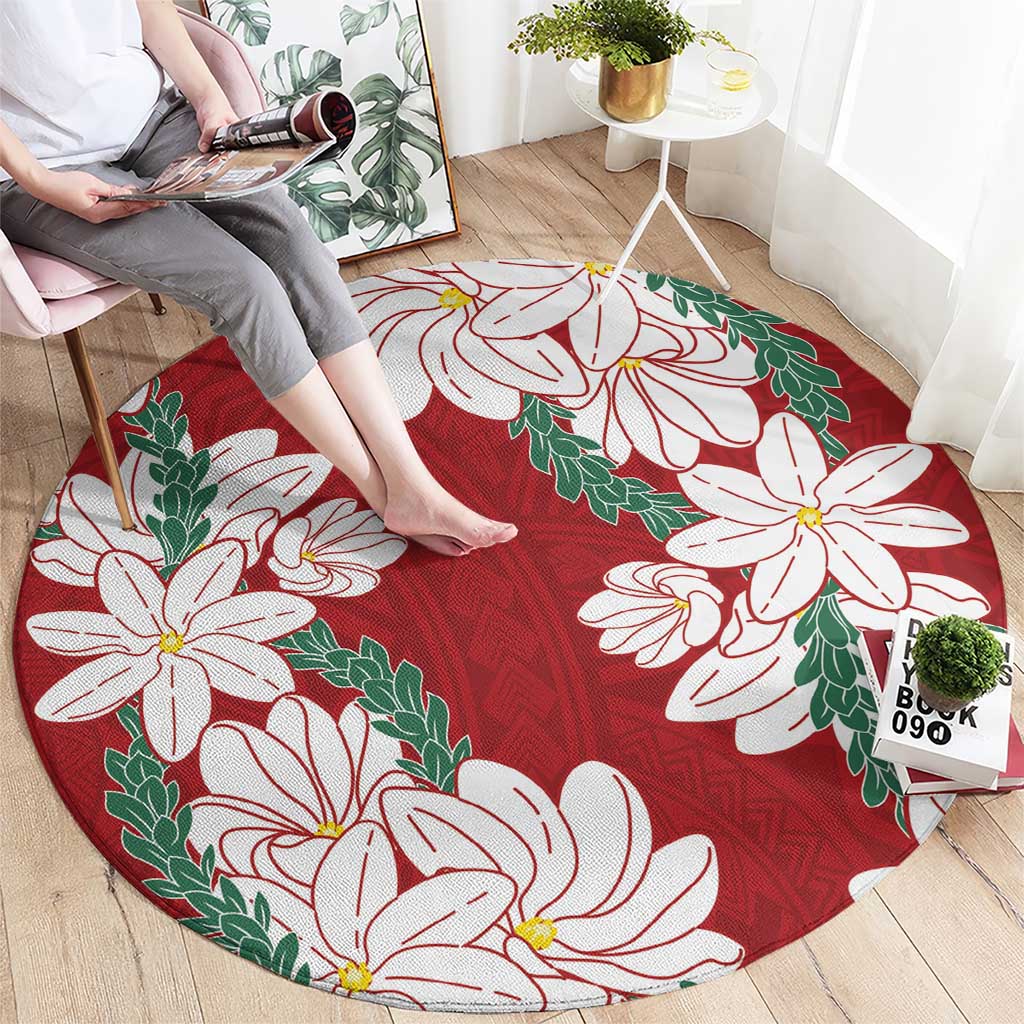 Ia Orana Tahiti Tiare Round Carpet Crimson Lei LT7 - Polynesian Pride