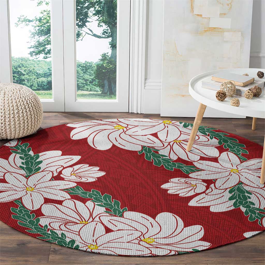 Ia Orana Tahiti Tiare Round Carpet Crimson Lei LT7 - Polynesian Pride