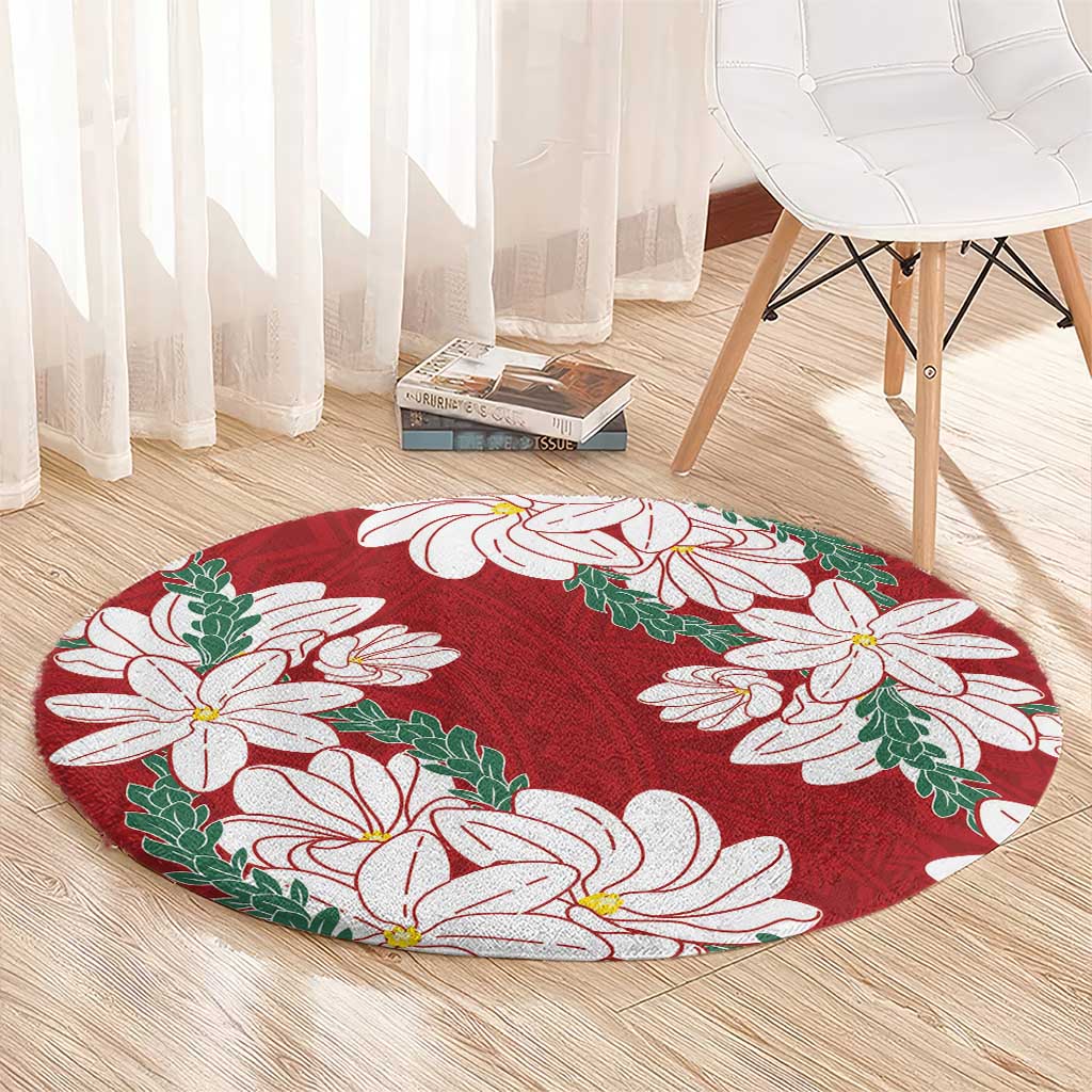 Ia Orana Tahiti Tiare Round Carpet Crimson Lei LT7 - Polynesian Pride