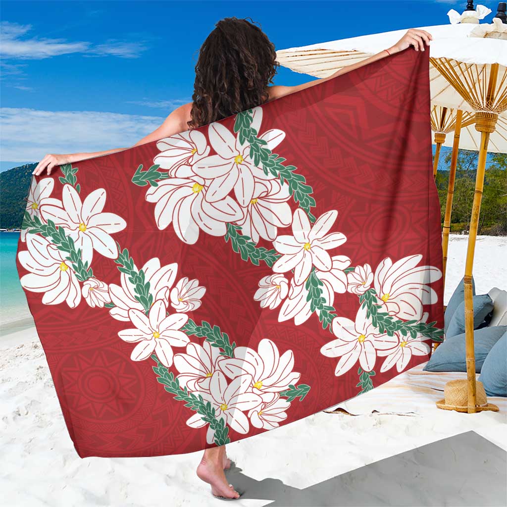 Ia Orana Tahiti Tiare Sarong Crimson Lei LT7 One Size 44 x 66 inches Red - Polynesian Pride