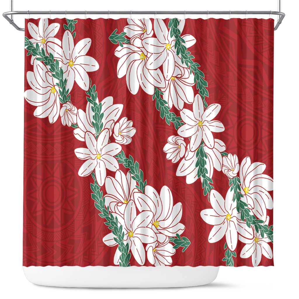 Ia Orana Tahiti Tiare Shower Curtain Crimson Lei LT7 Red - Polynesian Pride
