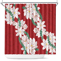Ia Orana Tahiti Tiare Shower Curtain Crimson Lei LT7 Red - Polynesian Pride