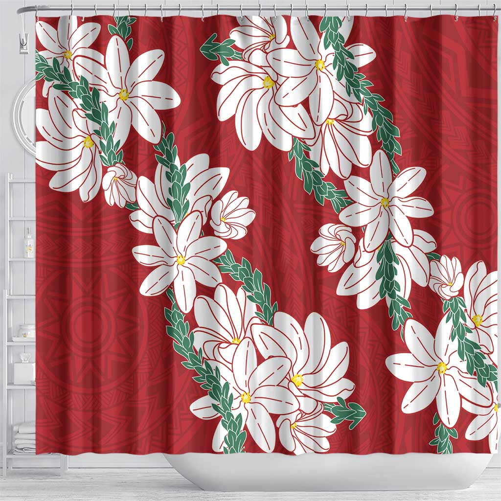 Ia Orana Tahiti Tiare Shower Curtain Crimson Lei LT7 - Polynesian Pride