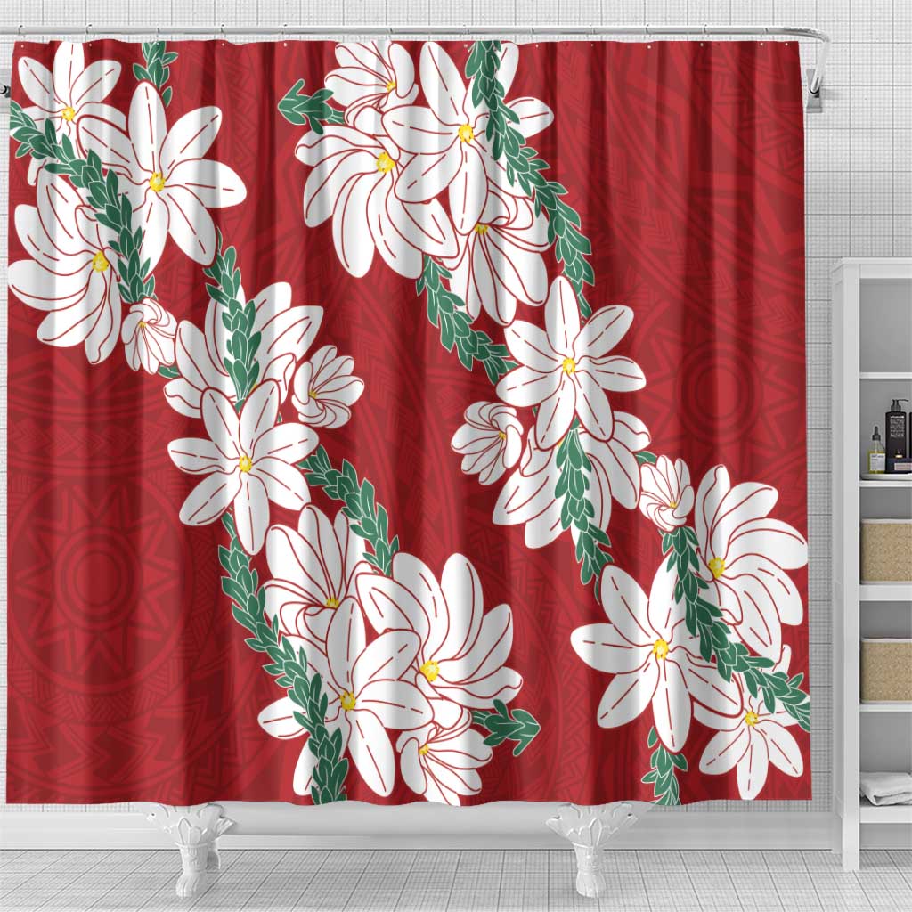 Ia Orana Tahiti Tiare Shower Curtain Crimson Lei LT7 - Polynesian Pride