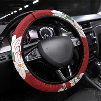 Ia Orana Tahiti Tiare Steering Wheel Cover Crimson Lei LT7 Universal Fit Red - Polynesian Pride