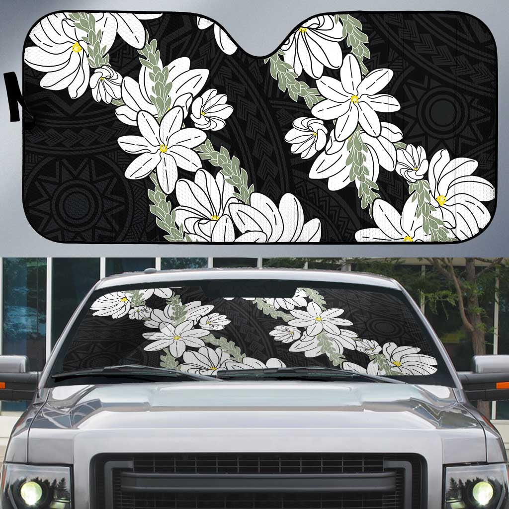 Ia Orana Tahiti Tiare Auto Sun Shade Black Lei LT7 Black - Polynesian Pride