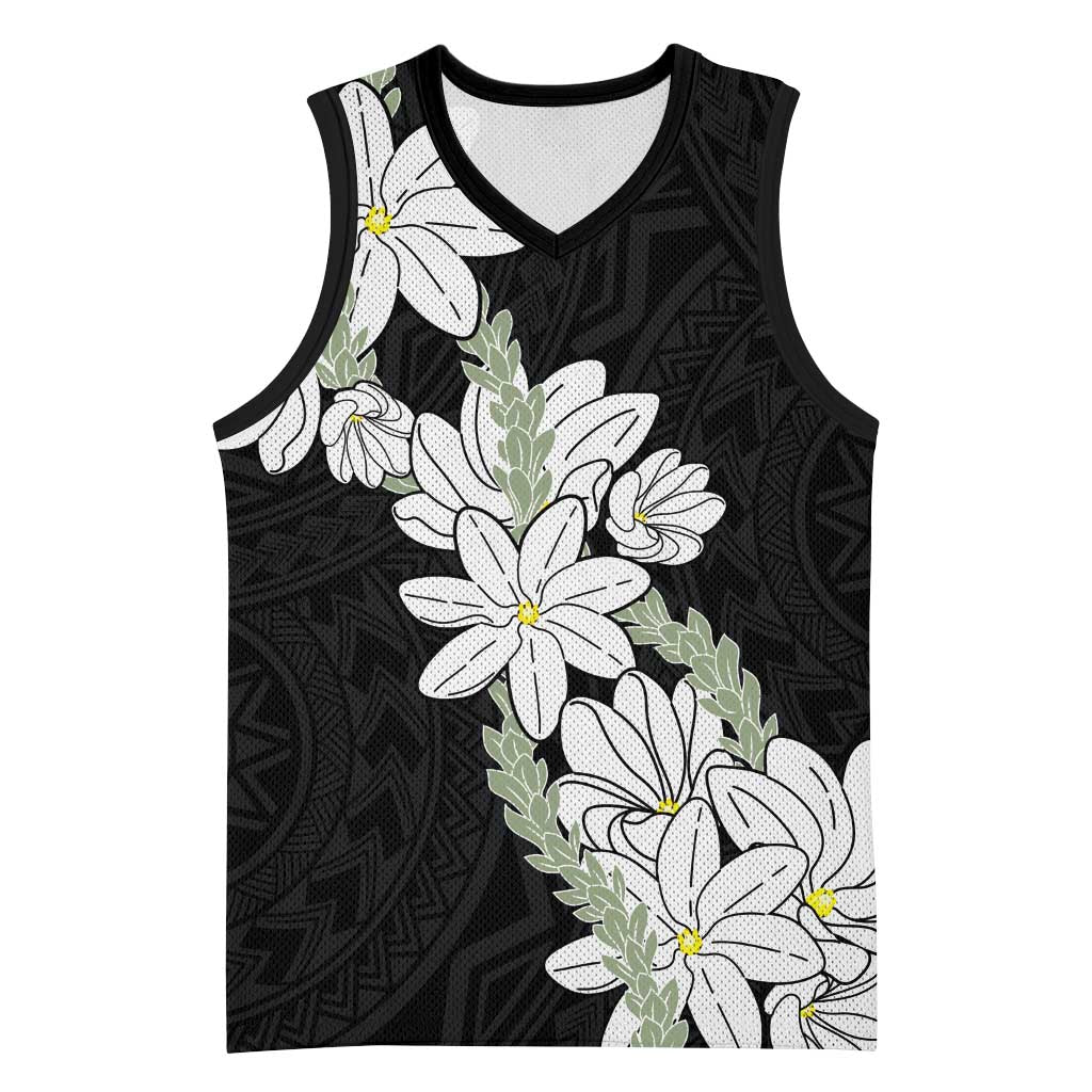 Ia Orana Tahiti Tiare Basketball Jersey Black Lei LT7 Unisex Black - Polynesian Pride