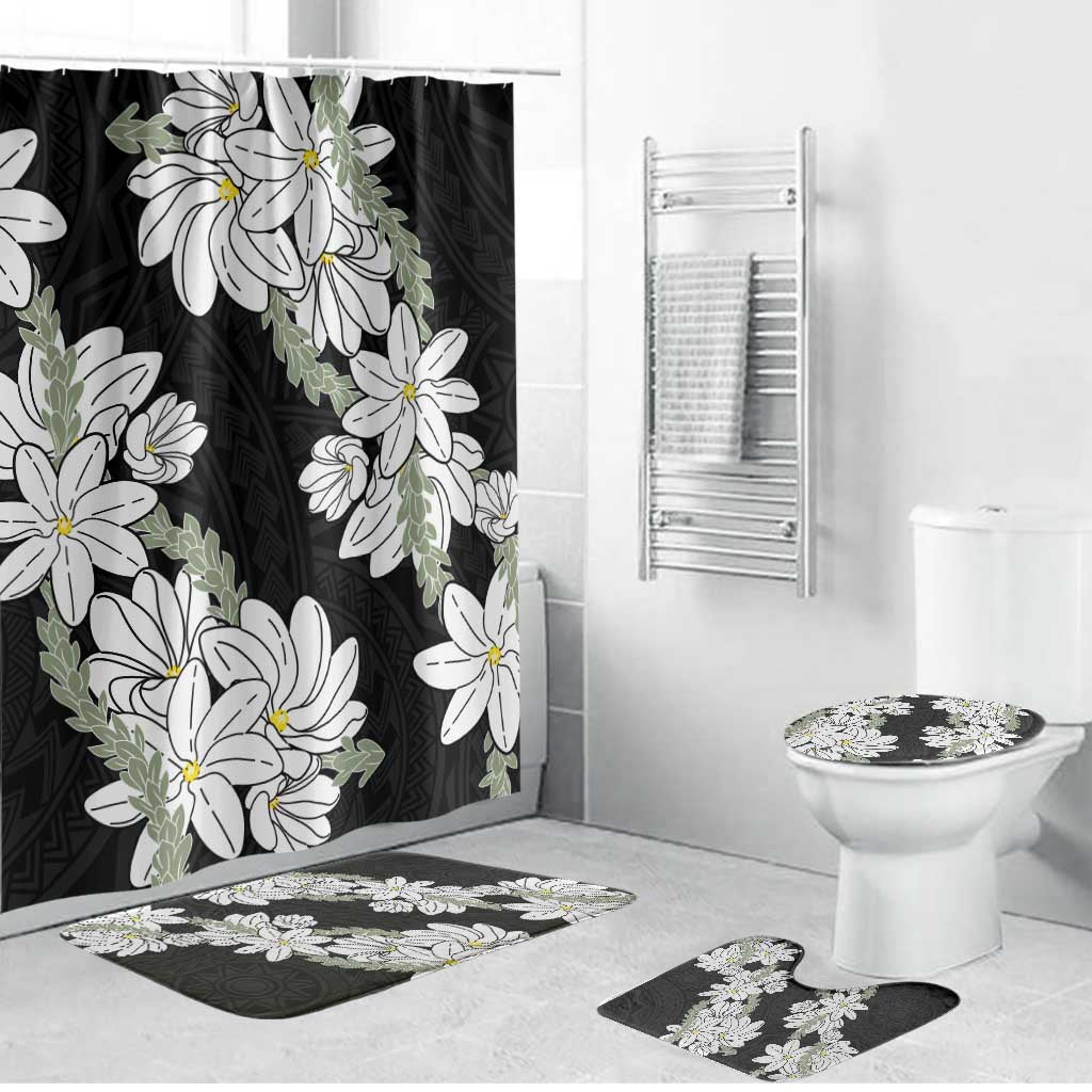 Ia Orana Tahiti Tiare Bathroom Set Black Lei LT7 Bathroom Set (4 pcs) Black - Polynesian Pride