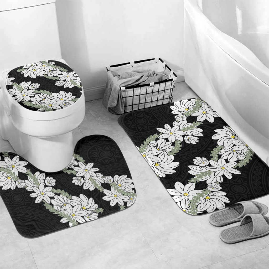 Ia Orana Tahiti Tiare Bathroom Set Black Lei LT7 Mat Set Only (3 pcs) One Size Black - Polynesian Pride