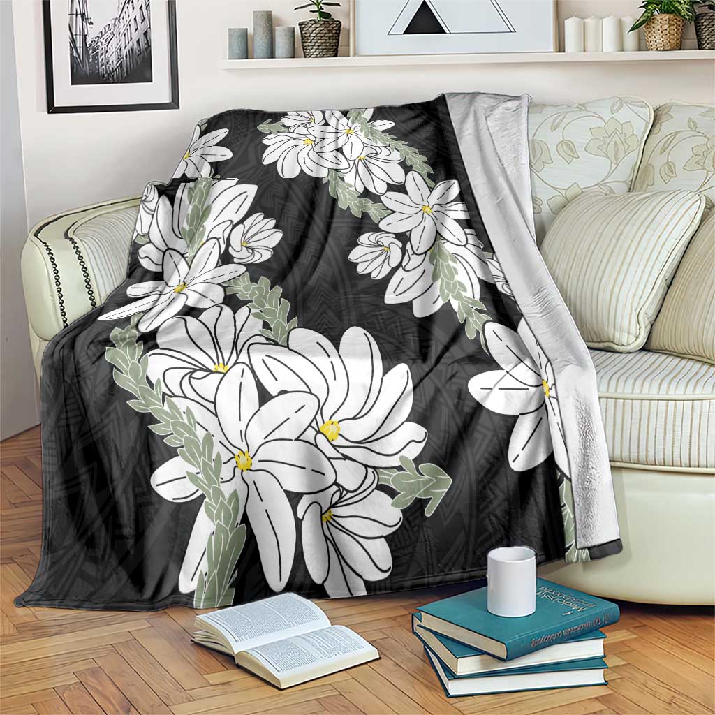 Ia Orana Tahiti Tiare Blanket Black Lei LT7 Black - Polynesian Pride