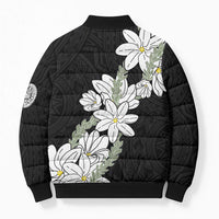 Ia Orana Tahiti Tiare Bomber Puffer Jacket Black Lei LT7 - Polynesian Pride