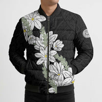 Ia Orana Tahiti Tiare Bomber Puffer Jacket Black Lei LT7 - Polynesian Pride