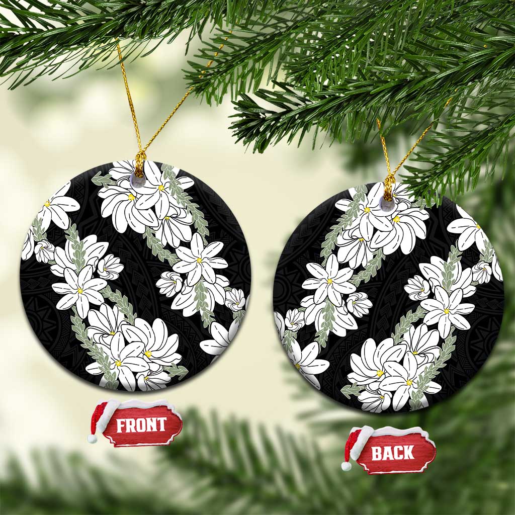 Ia Orana Tahiti Tiare Ceramic Ornament Black Lei LT7 Circle Black - Polynesian Pride