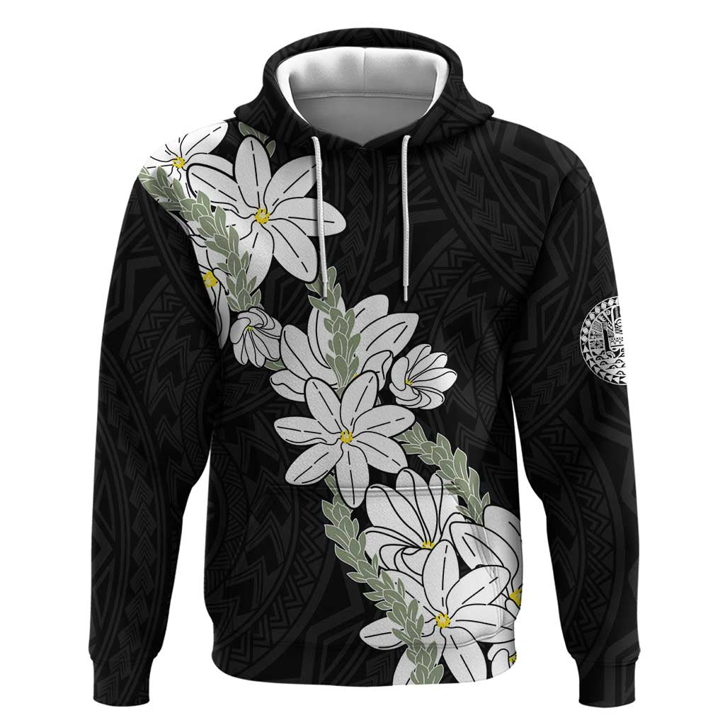 Ia Orana Tahiti Tiare Hoodie Black Lei LT7 Pullover Hoodie Black - Polynesian Pride