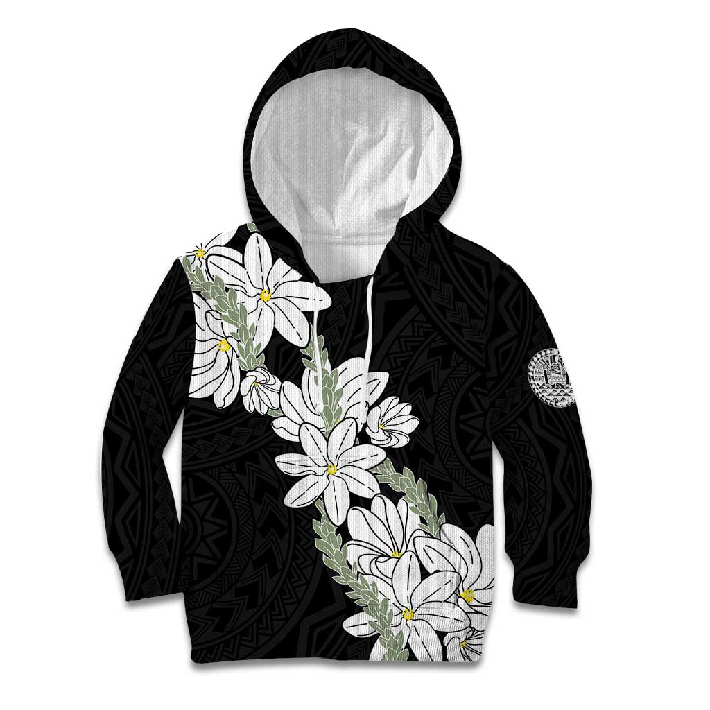 Ia Orana Tahiti Tiare Kid Hoodie Black Lei LT7 Hoodie Black - Polynesian Pride
