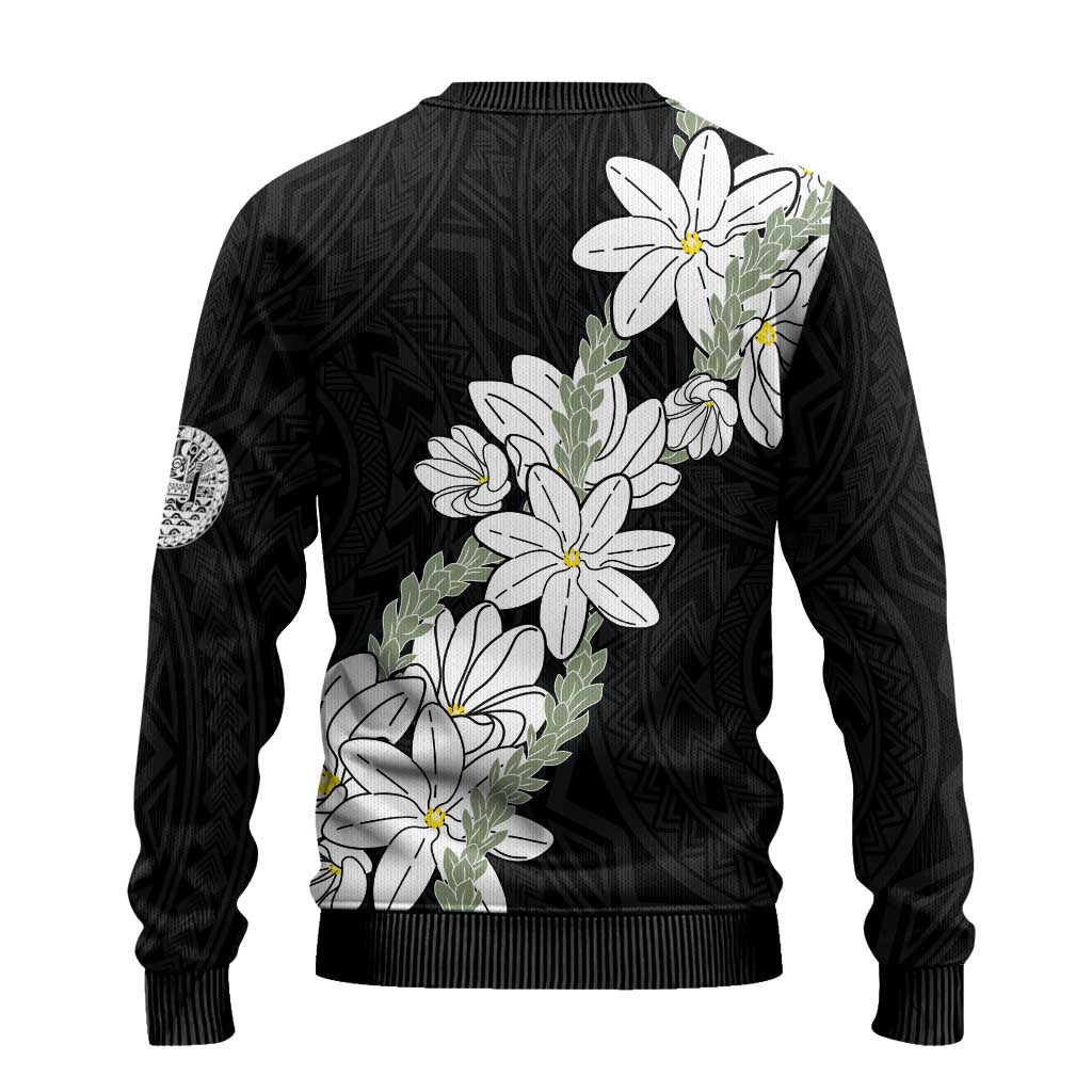 Ia Orana Tahiti Tiare Ugly Christmas Sweater Black Lei LT7 - Polynesian Pride