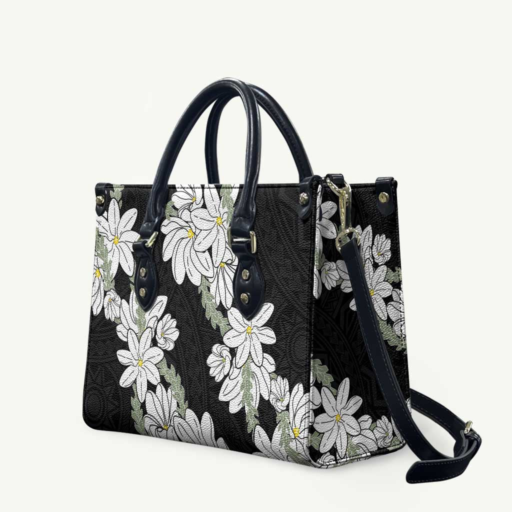 Ia Orana Tahiti Tiare Leather Bag Black Lei LT7 Black - Polynesian Pride