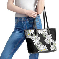 Ia Orana Tahiti Tiare Leather Tote Bag Black Lei LT7 - Polynesian Pride