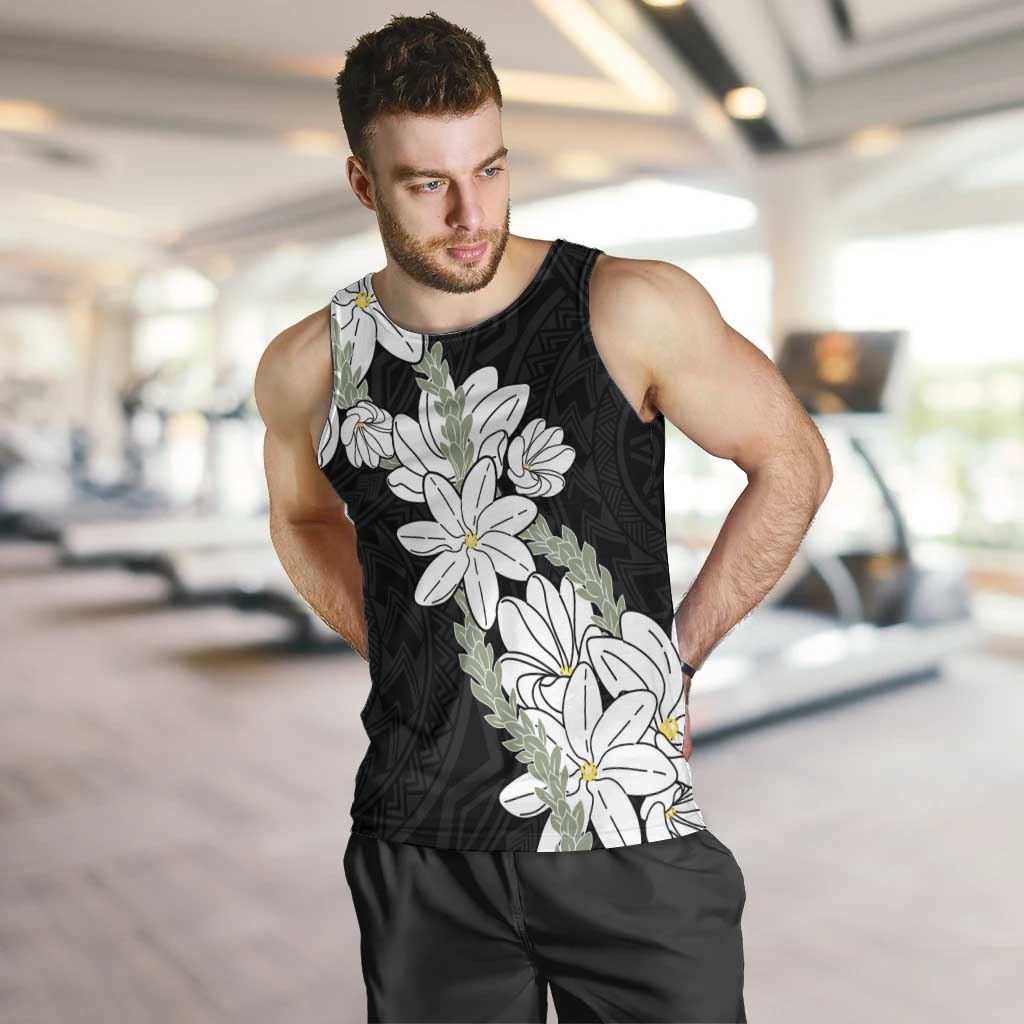 Ia Orana Tahiti Tiare Men Tank Top Black Lei LT7 Black - Polynesian Pride