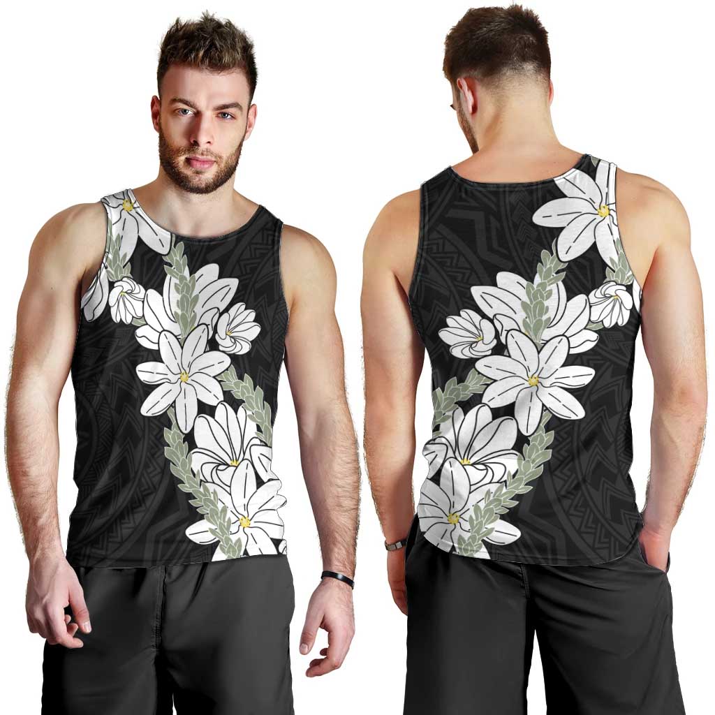 Ia Orana Tahiti Tiare Men Tank Top Black Lei LT7 - Polynesian Pride