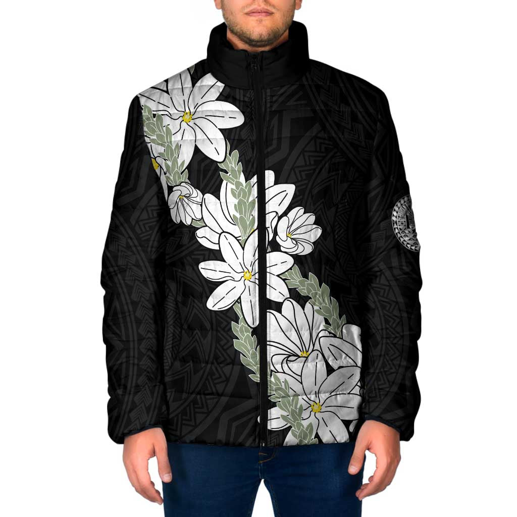 Ia Orana Tahiti Tiare Padded Jacket Black Lei LT7 Men Black - Polynesian Pride