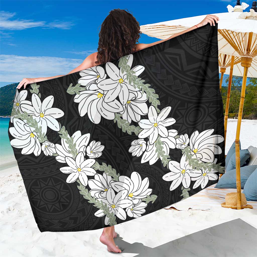 Ia Orana Tahiti Tiare Sarong Black Lei LT7 One Size 44 x 66 inches Black - Polynesian Pride